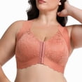 thumbnail image 6 of Riecok Womens Lace Front Closure Bras Plus Size Wireless Push Up Bralette Full Coverage Soft Everyday Bra Pink L, 6 of 8