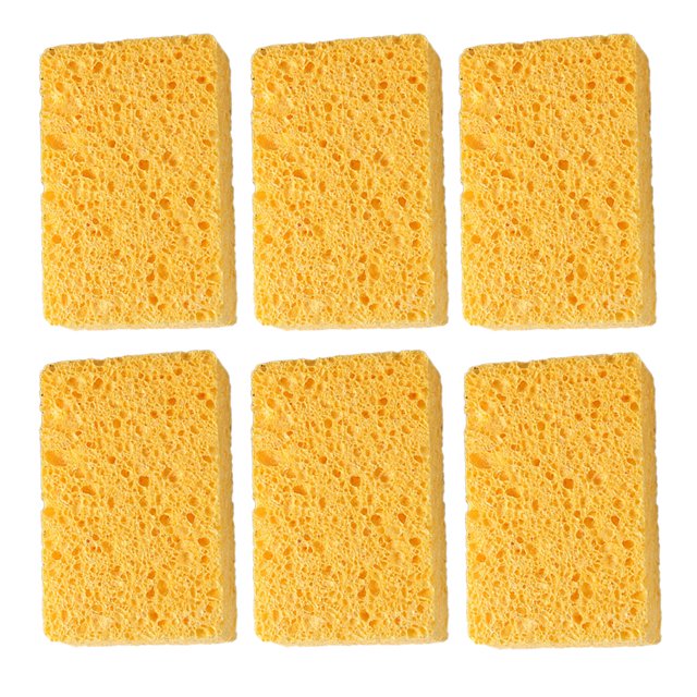 6pcs Cellulose Sponges,Heavy Duty Scrub Kitchen Sponge,Clean Tough Messes Without Scratching Sponges Kitchen