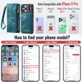 thumbnail image 3 of CaseMe Leather Case for iPhone 17 Pro,2 in 1 Detachable Wallet Case with 8-Card Holder Zipper Bills Slot,Magnetic Shockproof Flip Leather Cover Zipper Pocket Phone Cases,Blue,For iPhone 17 Pro, 3 of 11