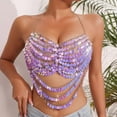 thumbnail image 2 of Halter Metallic Chain Tank Top for Women Sequins Deep V Neck Backless Cropped Top Nightclub Sparkly Rave Outfits Elegant Fashion Crop Tops Trendy Dressy Outfit for Party Evening Cocktail, 2 of 9