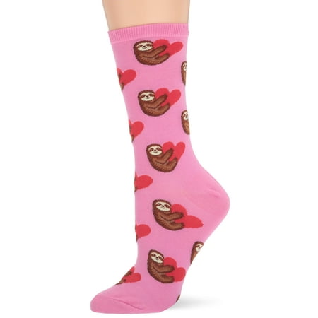 

Hot Sox womens Animal Series Novelty Crew Casual Sock Sloth Love (Light Pink) 4 10 US