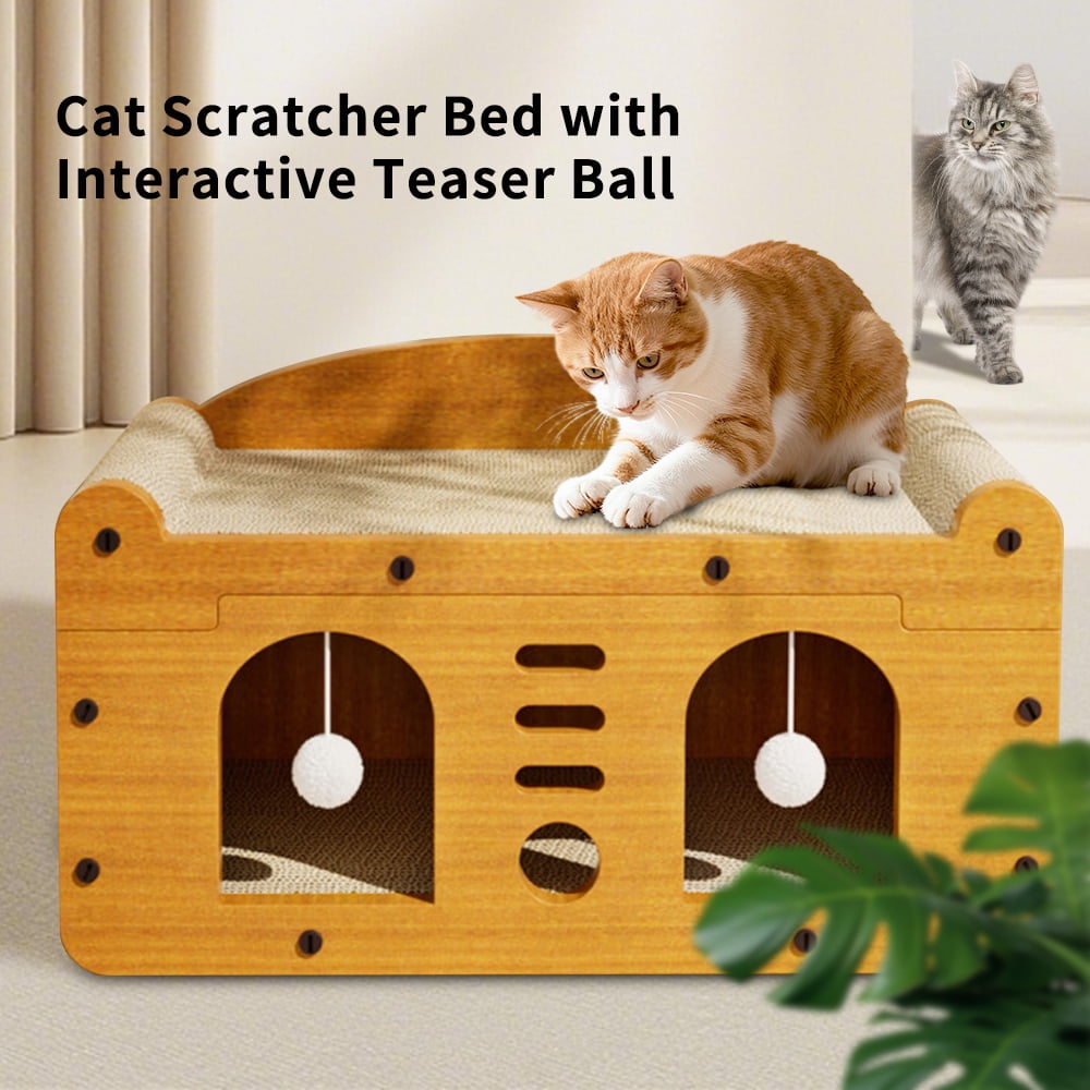 Cat Scratching Board Corrugated Large Space Cat Rest Villa Cat House Cat Bed With Scratch Pads Corrugated Pet Toys