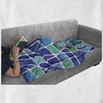 thumbnail image 6 of Fractal Soft Flannel Fleece Throw Blanket, Ceramic Mosaic Style Forms Trippy Abstract Vivid Display, Cozy Plush for Indoor and Outdoor Use, 60" x 80", Jade Green Royal Blue, by Ambesonne, 6 of 6