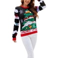 thumbnail image 4 of Faithtur Chandail de Noël pour Femmes Manches Longues Col Rond Imprimé Dinosaure/arbre de Noël, 4 of 9