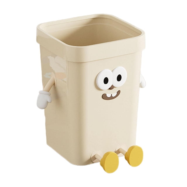 Papelera moderna, resistente, cuadrada, divertida y bonita, con tapa abierta, para baño, dormitorio, oficina, hogar y cocina Pequeña sala de estar