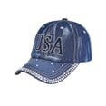 thumbnail image 2 of AirLoni Baseball Cap For Men Women Washed Denim Embroideried Sequins Decor Adjustable Breathable Airy UV Protection Sports Hat Trucker Hats Dad Hats For Outdoor Sports Blue,One Size, 2 of 5