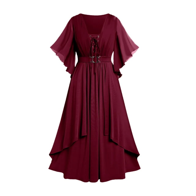Renaissance Gothic Dresses for Woemns 2025 Steampunk Victorian Lace Mesh Sundress Drawstring Adjustable Dress Medieval Renaissance Dress Costume
