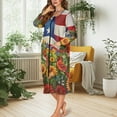 thumbnail image 2 of FKELYI Zipper Front Robes Women Nightgowns American Flag Sunflower Print Long Sleeve Sleepwear Dress with 2 Pockets Crew Neck Nightwear Dress Breathable Bathrobes Loungewear, 2XL, 2 of 6