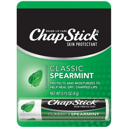 ChapStick Classic (Spearmint Flavor, 0.15 Ounce) Lip Balm Tube, Skin Protectant, Lip Care, (1 Tray, 12 Blister