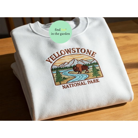 Yellowstone National Parks Embroidered Sweatshirt, Park Lover Shirt, Conservation Gift for Nature Lover, Trendy Granola Girl Gift Camping