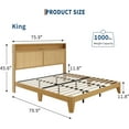 thumbnail image 2 of IdealHouse Rattan King Size Bed Frame with RGB LED Lights, Boho Style, Storage Headboard & Charging Station, No Box Spring Needed, 2 of 8