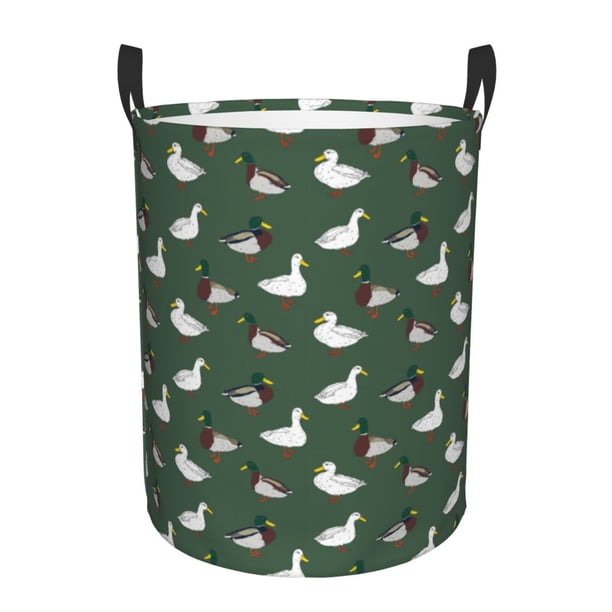 Balery Colorful Mallard Duck Cesta de ropa redonda con asas, impermeable, independiente, para ropa, juguetes, dormitorio y familia-Medium