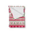 thumbnail image 2 of Nordic Soft Flannel Fleece Blanket, Classical Reindeers Snowflakes Trees Christmas Pattern Needlework Design, Cozy Plush for Indoor and Outdoor Use, 50" x 60", Pink Lime Green White, by Ambesonne, 2 of 5