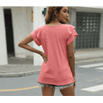thumbnail image 2 of Womens Summer Tops Ruffle Short Sleeve V Neck T-Shirts Casual Loose Fit, 2 of 6