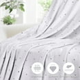 thumbnail image 3 of BNM Polka Dot Plush Soft Fleece Blanket, Full/Queen, White, 3 of 9