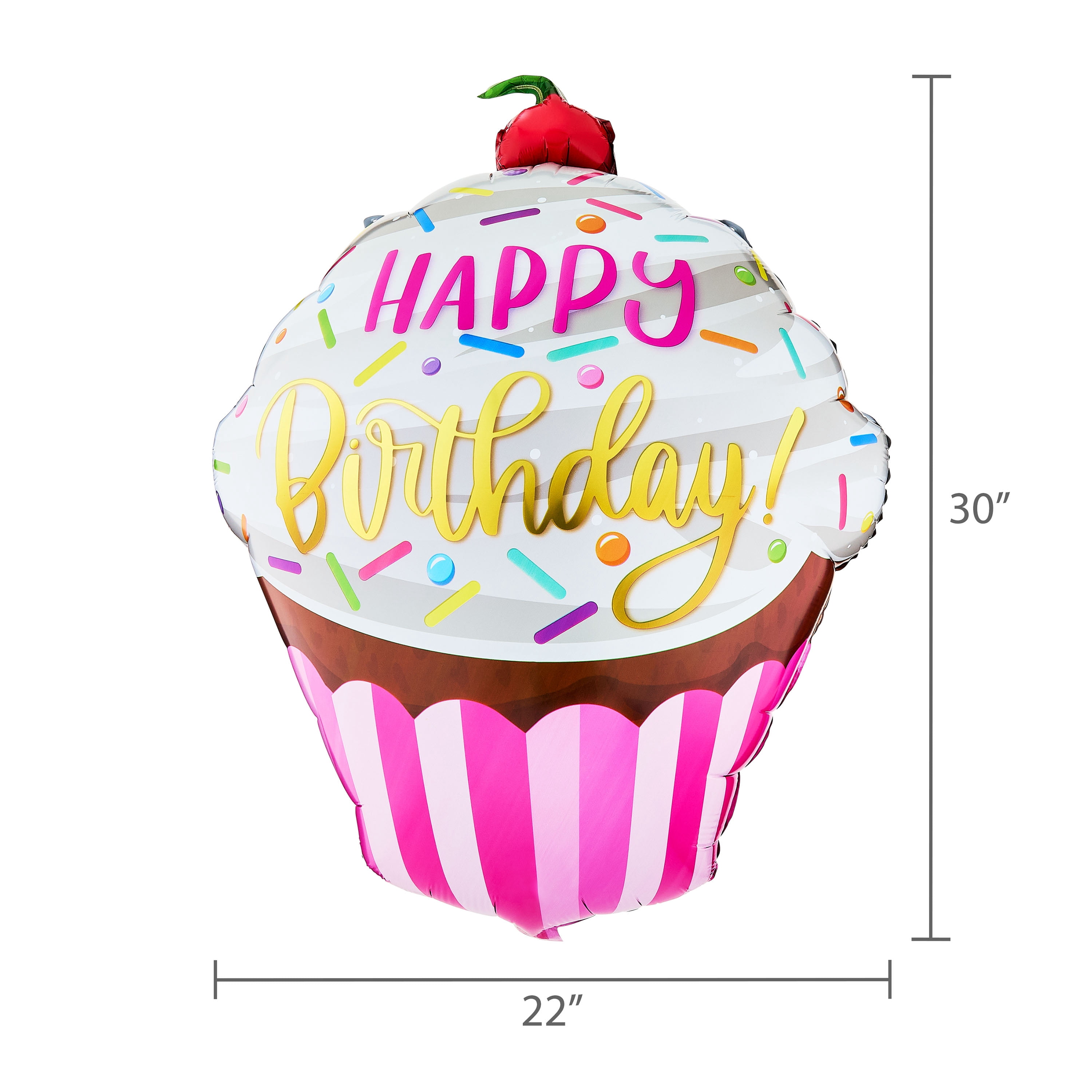 35" Multicolor Happy Birthday Cupcake Foil Balloon, by Way To Celebrate