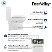 DeerValley 12 Rough-In White One Piece Toilet for Small Bathroom ,Ceramic Round Compact Toilet Dual Flush 1.1/1.6 GPF High Efficiency Water Saving Toilet Soft Close Seat Included