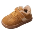 thumbnail image 5 of Toddler Boys Girls Winter Flat Shoes Fuzzy Lined Hook and Loop Walking Shoes Casual Nonslip Splice Suede Sneakers Yellow 10.5 Little Kid, 5 of 5