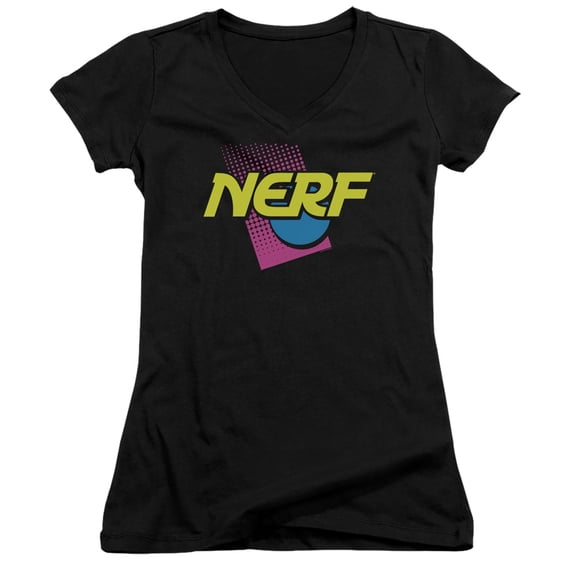 Nerf 90S Logo Junior Women's V-Neck T-Shirt Black