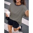 thumbnail image 5 of Gynyvoja Womens Oversized Striped T Shirts Short Sleeve Casual Crewneck Summer Y2K Clothes &Navy Blue M, 5 of 6