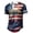 Blue, variant on Conairie Men 4th of July Polo Shirts Button Stand Collar Short Sleeve Patriotic Golf Shirts American Falg Print Basic Blouses Vacation Clothes Black L