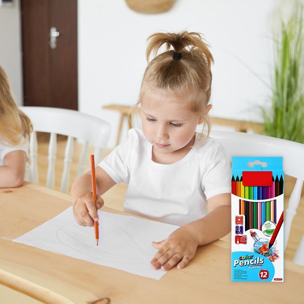 pstuiky Lápices de colores de plástico, set de lápices de dibujo específicos para estudiantes, lápices de colores a base de aceite, materiales de arte para niños