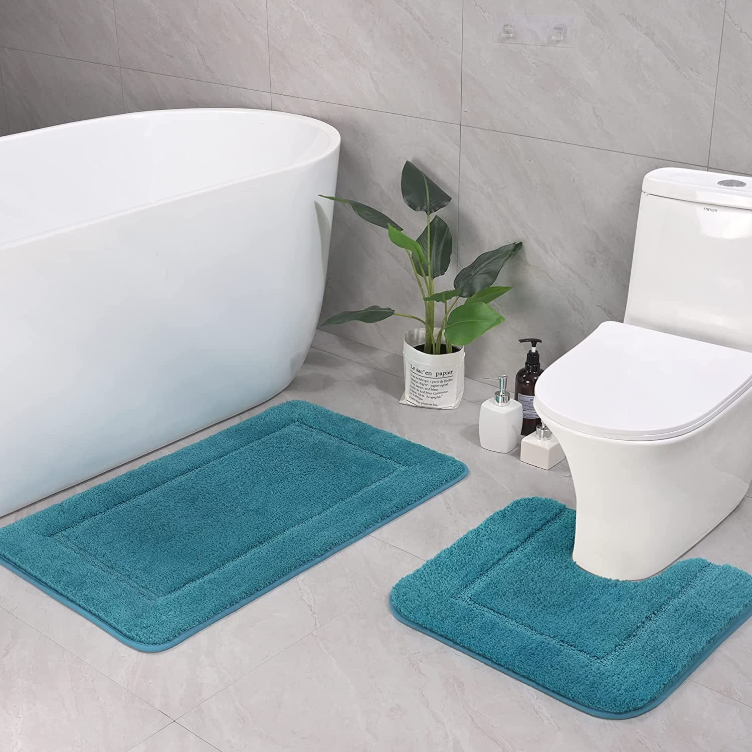 TOPCHANCES Bathroom Rug Mat, Non Slip Big Feet Bath Mat Water Absorbent  Bath Rug,Microfiber Doormat Toilet Bath Carpet for Doormats,Tub, Shower