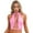 Pink, variant on Women's Lace Up Front Tank Tops Choker Neck Punk Sleeveless Vest Shirts PU Leather Crop Top Black L