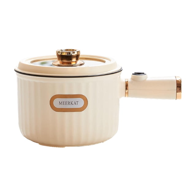 Mini Hot Pot, Electric Skillet, Nonstick Electric Cooker, Noodles Cooker, Electric Rice Cooker, Ramen Cooker for Fry Noodles, Pasta, Eggs Cooking White