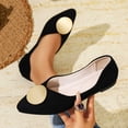 thumbnail image 6 of Miluxas Women’s Pointed Toe Ballet Flats, Gold Round Metal Accent Slip On Shoes, Soft Cushioned Casual office Dress Flats Black 7.5(41), 6 of 9