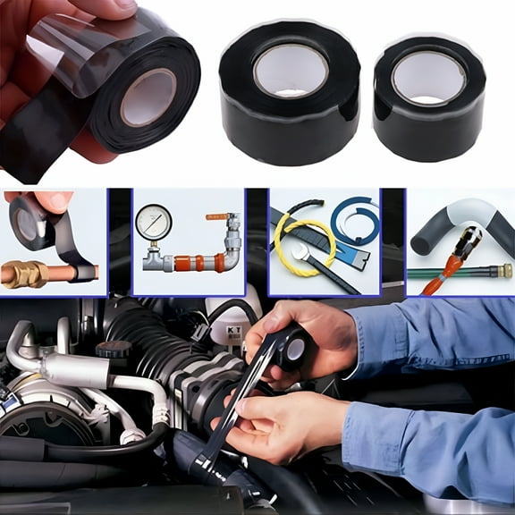 ICERUN Strong 20mil Weatherproof Self-Fusing Silicone Rubber Sealing Tape For Outdoor Antenna Coax & Electrical Cables,Hose/Pipe Leaks & Emergency Repairs (1.0" x 6" Roll),Black