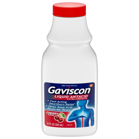 Gaviscon Extra Strength Cherry Liquid Antacid for Fast-Acting Heartburn Relief, 12 ounce
