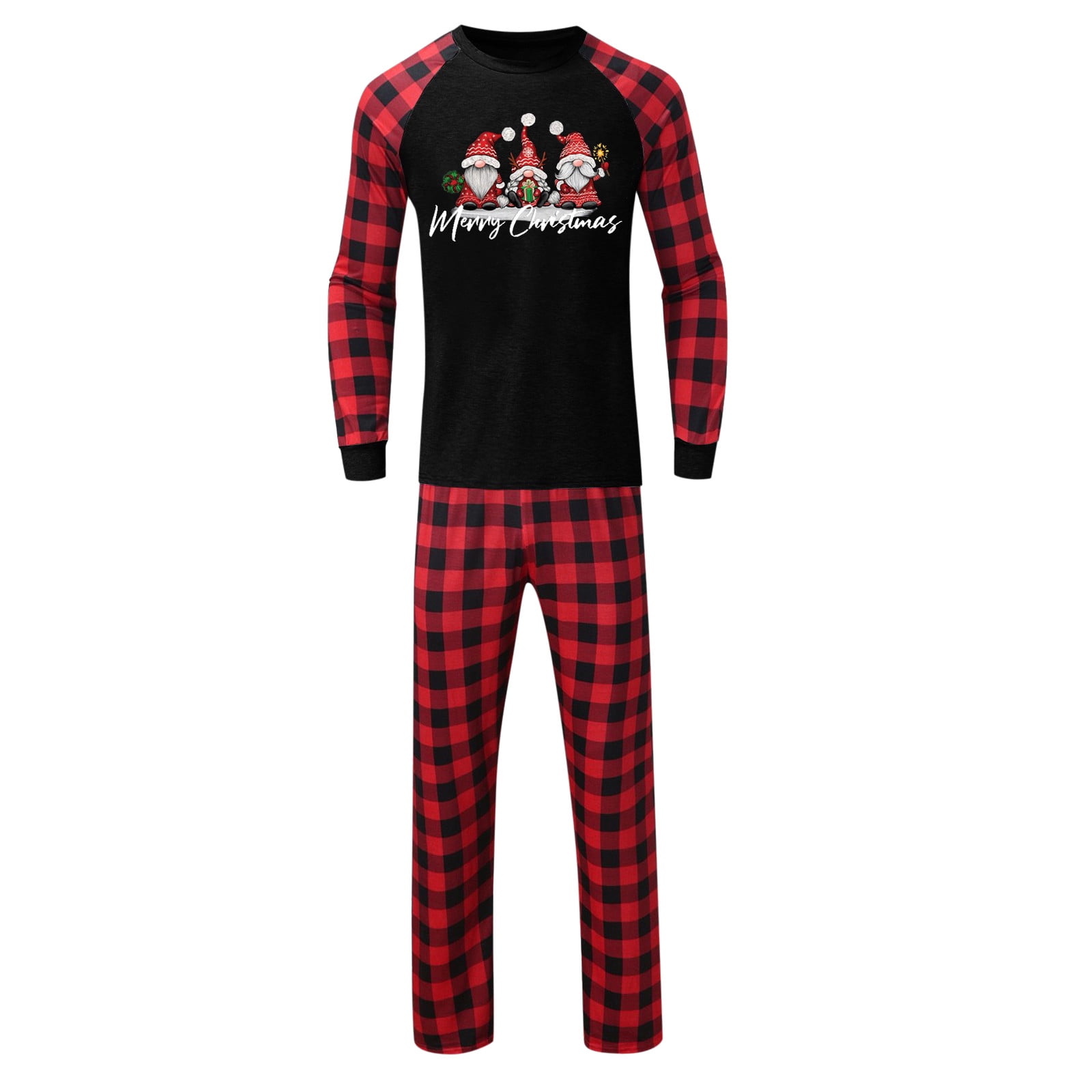eguiwyn Pajama Set,Sleepwear Christmas Family Matching Pajamas Cute Big  Headed Print Plaid Long Sleeve Pajama for Family