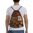 thumbnail image 2 of Bingfone Log Cabin Inside Drawstrings Backpacks Bags For Men Women Gym Drawstrings Bag, 2 of 9