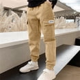 thumbnail image 5 of 2 Pack Boys Cargo Pants 4-5 Kids Cotton Parachute Pants Casual Elastic Waist Baggy Cargo Pants with Pockets Active Sweat Pants Teens Workout Joggers Pant Athletic Running Outdoor Sweatpants, 5 of 9