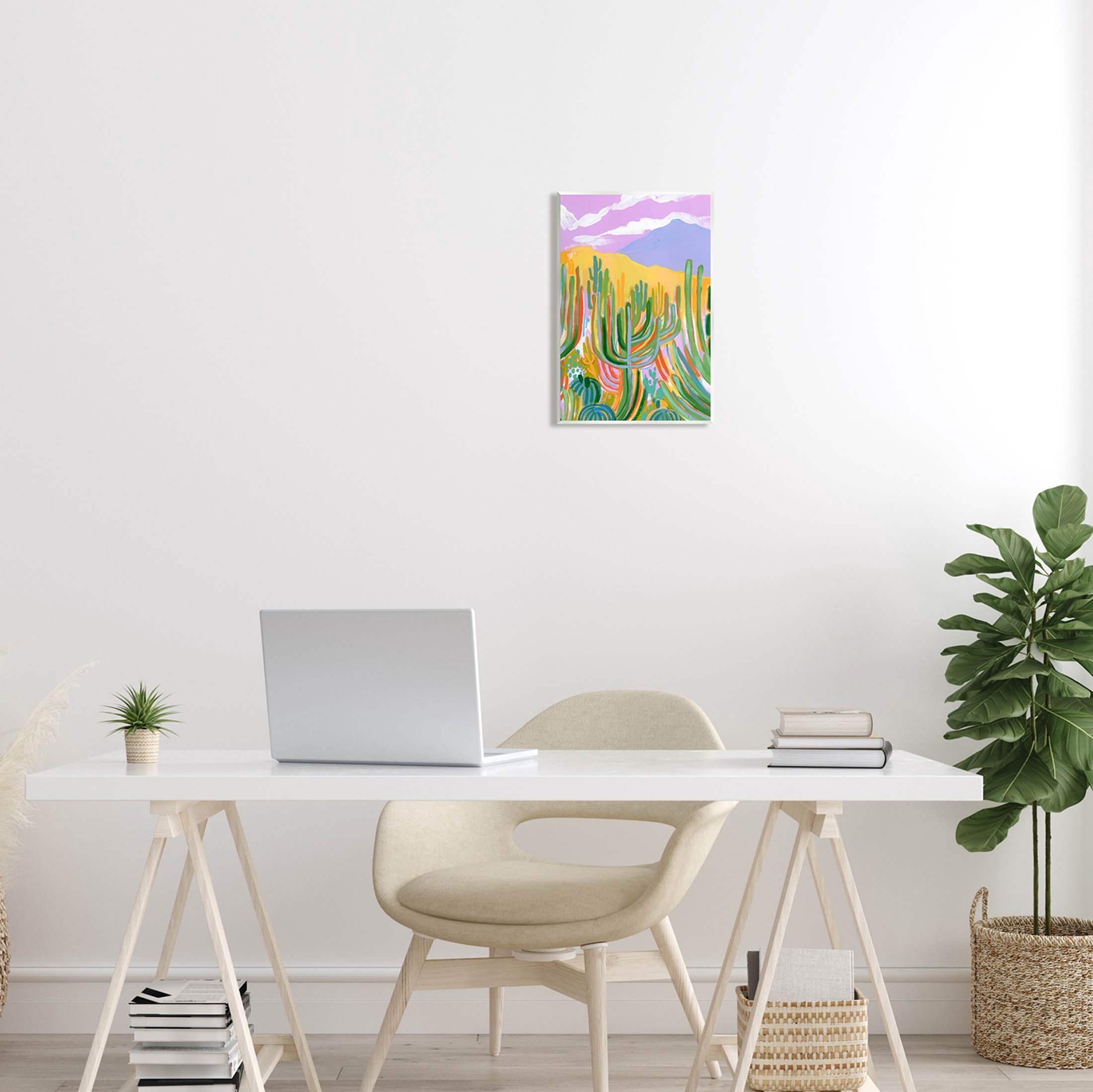 Stupell Industries Abstract Cactus Plants Desert Dunes Painting Unframed Art Print Wall Art, Design by Laura Marr