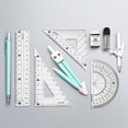thumbnail image 5 of 9PCS/Set Plastic Multi-Function Set Square Transparent Eraser Mechanical Pencil Ruler Set Pencil Compass Kit Measuring Ruler Protractor PINK, 5 of 8