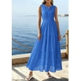thumbnail image 3 of PRETTYGARDEN Summer Dresses for Women Sundresses Sleeveless V Neck Eyelet A Line Flowy Beach Vacation Spring Maxi Dress, 3 of 9