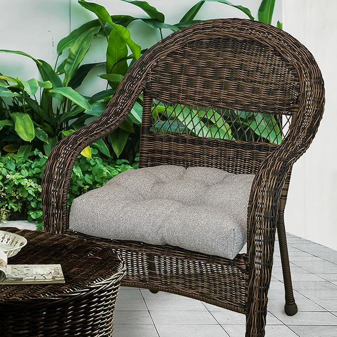 Klear Vu Outdoor 19 x 18 Chair Cushions for Patio Furniture, U-Shaped Seat Pads with Ties, Premium Woven Fabric, Water-Repellent, Chemical-Free, Gray, 2 Count