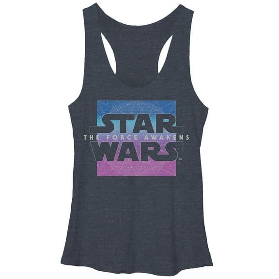 Women's Star Wars The Force Awakens Constellation Logo  Racerback Tank Top Navy Blue Heather X Large