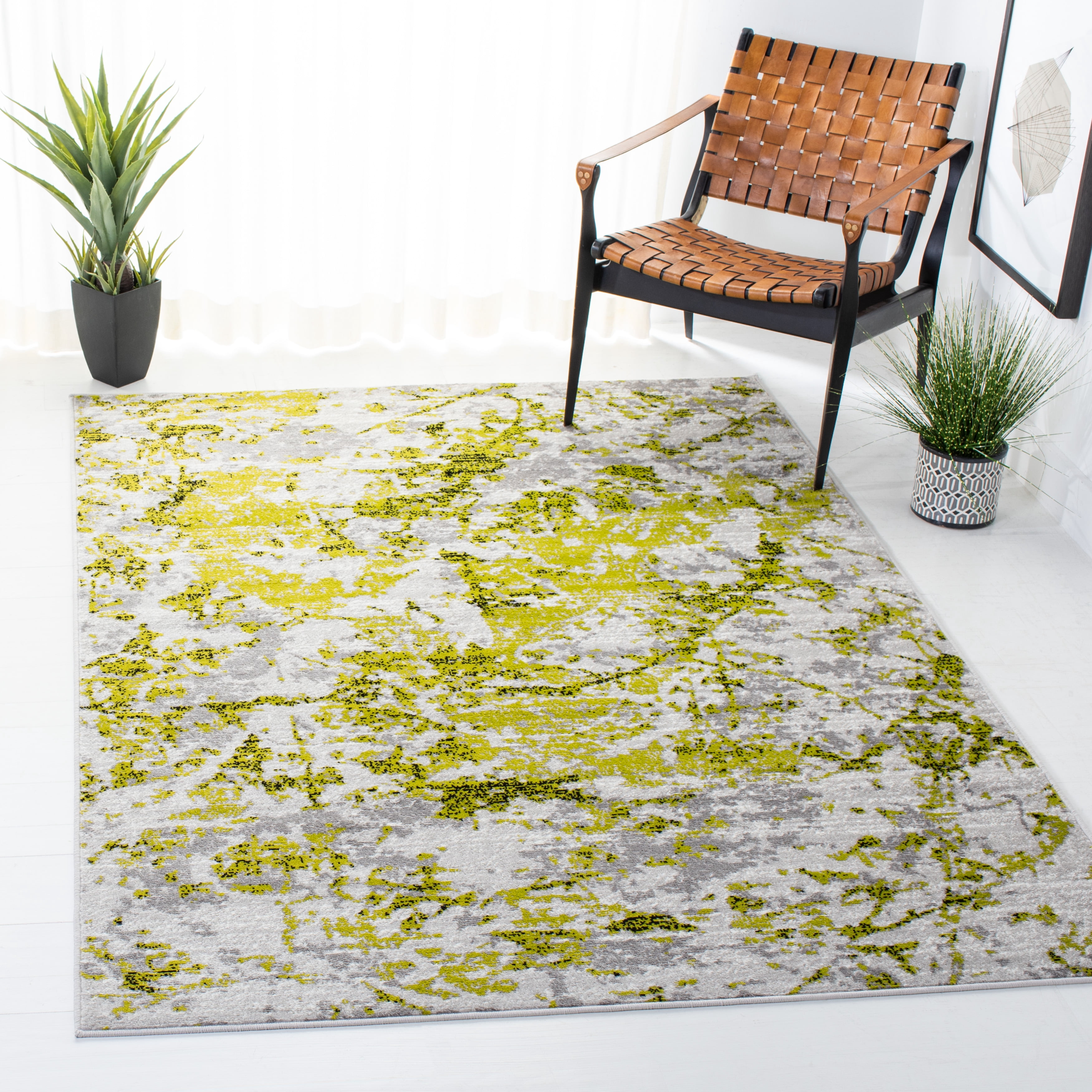 SAFAVIEH Skyler Joisse Distressed Area Rug, Grey/Green, 4' x 6'