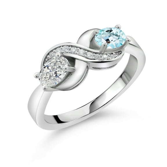 Gem Stone King 18K Yellow Gold Plated Silver Lab Grown Diamond, Red Rhodolite Garnet & White Created Sapphire Statement Ring for Women | 0.99 Cttw | Oval 6X4MM | Gemstone April Birthstone | Size 7