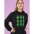 thumbnail image 2 of Smartprints Womens Graphic Hoodie Black - Alien Moods Cotton Blend Classic Fit, 2 of 4