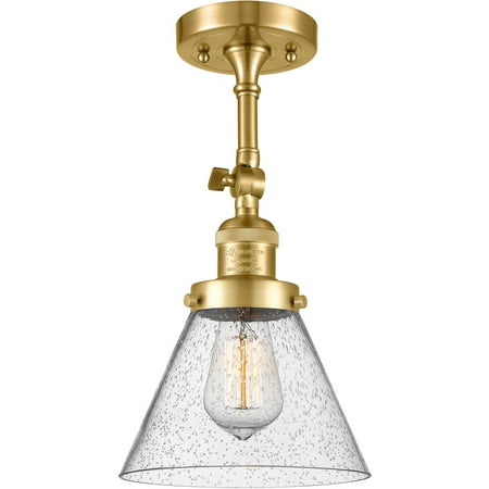 

Satin Gold Tone Semi Flush 8 Wide Steel/Cast Brass/Glass Medium Base LED 1 Light Fixture
