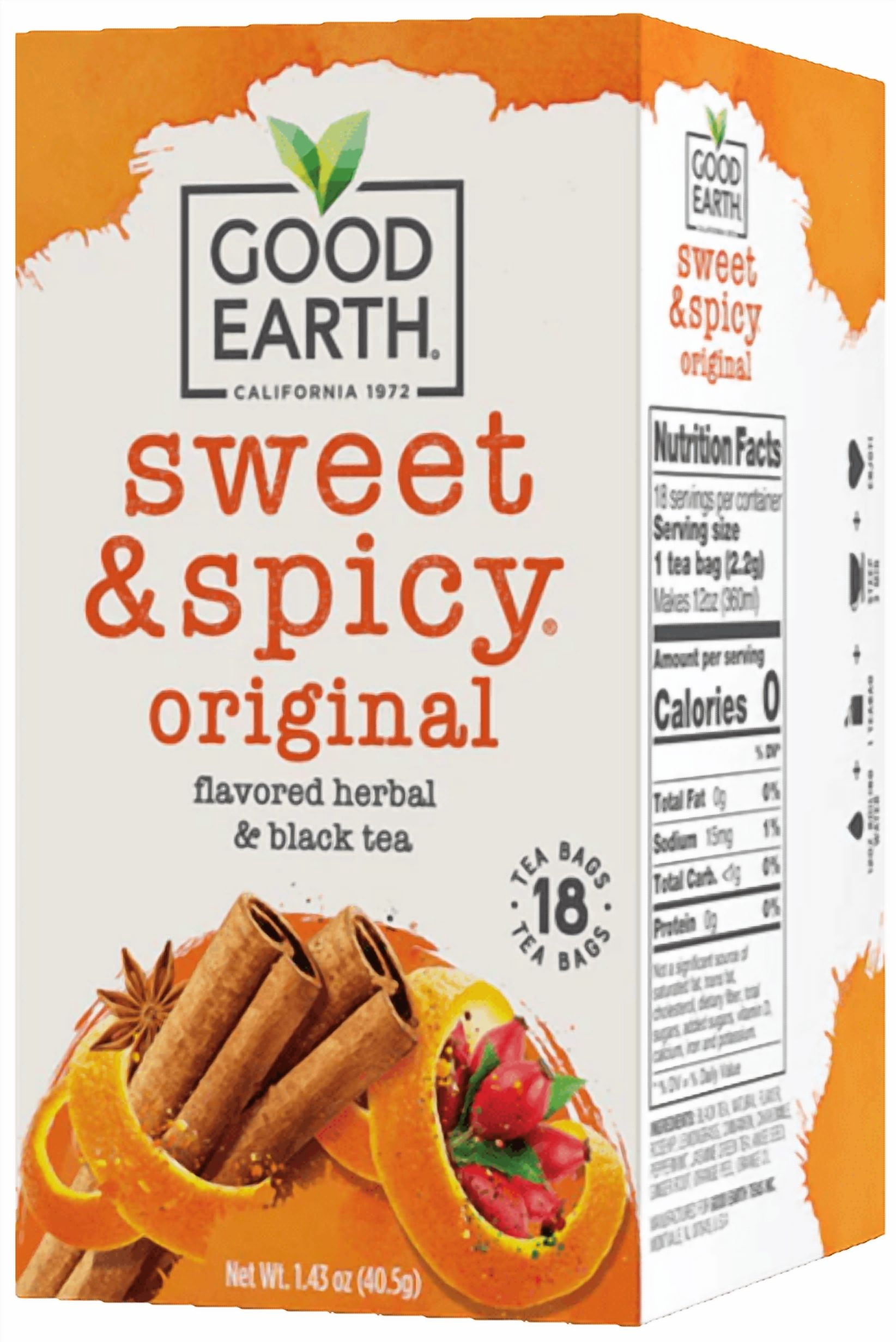 (3 pack) Good Earth, Sweet & Spicy, Herbal Black Tea, Tea Bags, 18 Count