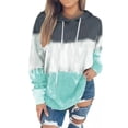 thumbnail image 1 of Sudadera informal elástica de manga larga verde para mujer, sudadera con capucha degradada XL con diseño estampado, 1 of 5