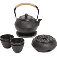 thumbnail image 3 of Tea Kettle Stovetop Japanese Cast Iron Tetsubin - 40 oz, Black - Cast Iron Tea Set & Teapot with Loose Leaf Infuser, Warmer & 4 Cups, Trivet, 3 of 3