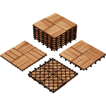 Renwick Pack of 10 Interlocking Flooring Tiles for Outdoor & Indoor Patio Garden 12"x12", Wood