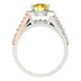 thumbnail image 4 of 2.32 ct Brilliant Round Cut Yellow Zircon 18K White/Rose Gold Halo Solitaire with Accents Engagement Bridal Wedding Ring Band Set size 5, 4 of 7