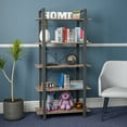 thumbnail image 2 of HQZX 5 Tier Vintage Open Etagere Bookshelf,Farmhouse Wood and Metal Bookshelves,Vintage Brown, 2 of 10